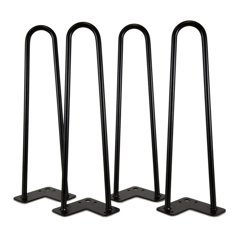WEN TLP16B 16-Inch Mid-Century Modern Satin Black Hairpin Table Legs, 1/2″ Diameter, Set of 4