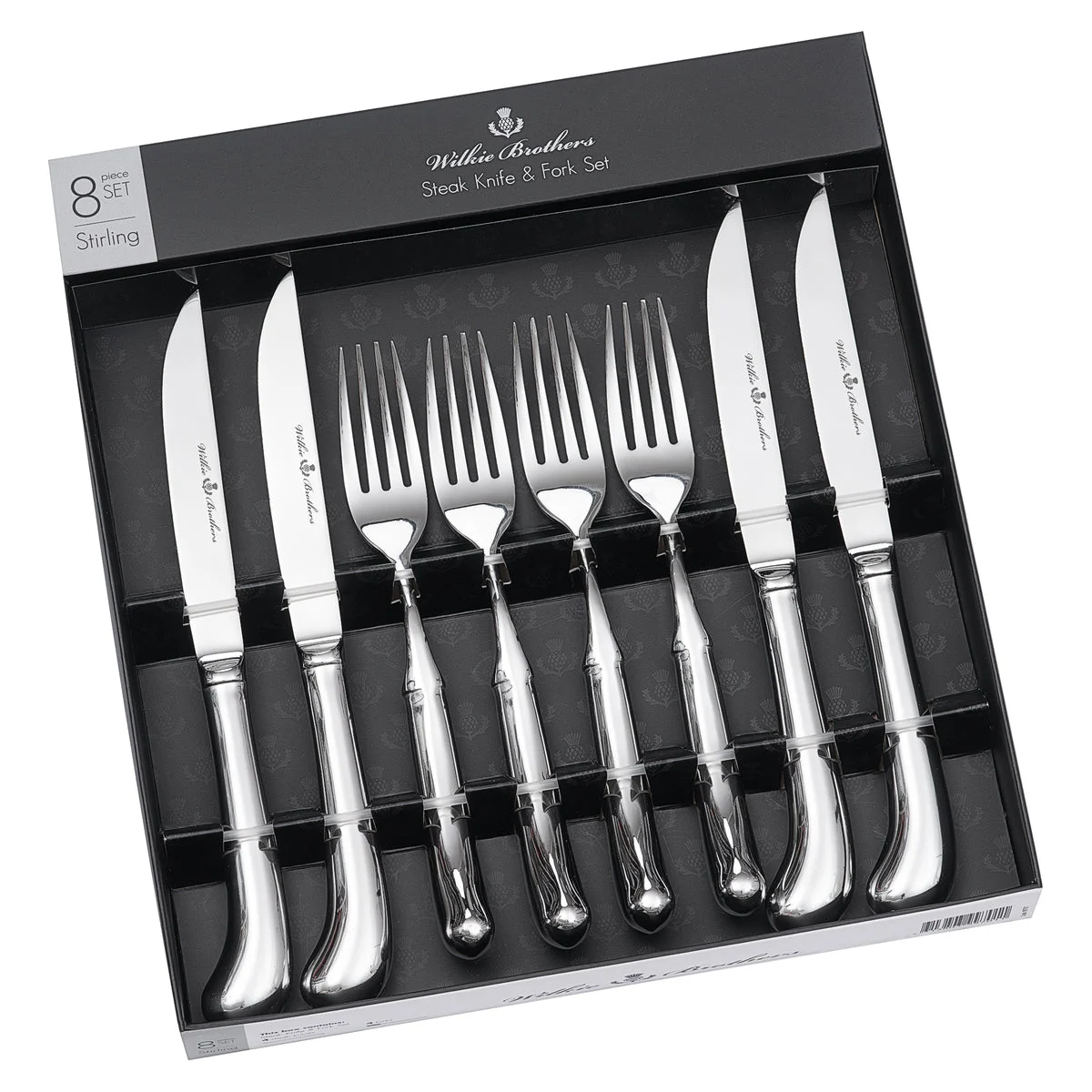 Wilkie Bros Stirling 8 Piece Steak Knife and Fork Set
