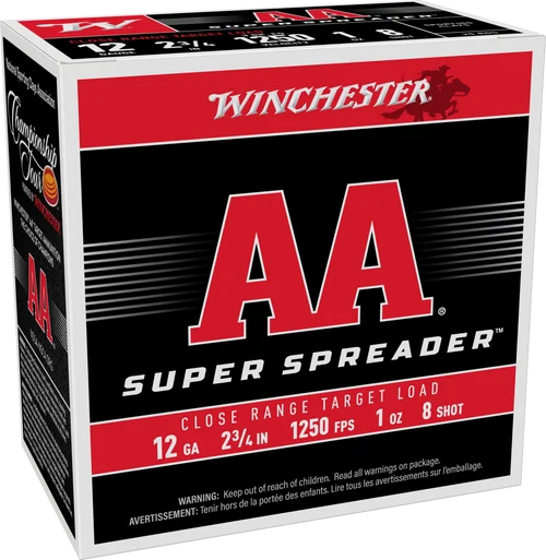 Winchester AA Spreader, 12 Ga 2.75", #8, 1oz, Buckshot, 25 Shells per Box