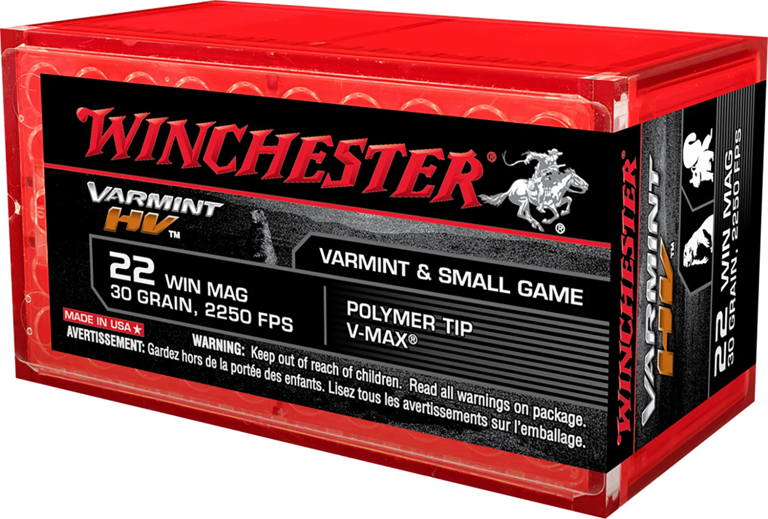 Winchester Ammo S22M2PT Varmint HV22 WMR 30 gr Hornady V Max 50 Per Box/ 20 Case