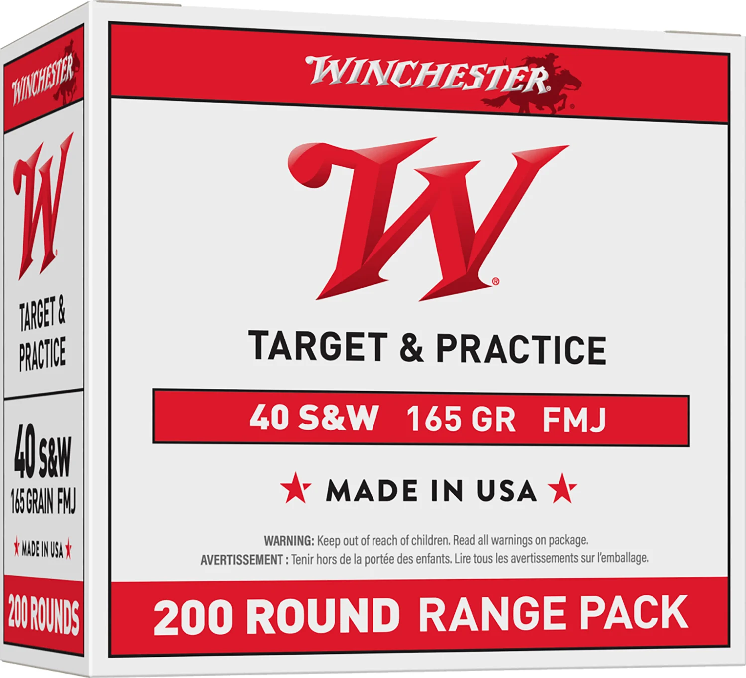 Winchester Ammo USA40W USA Range Pack 40 S&W 165 gr Full Metal Jacket 200 Per Box/ 3 Case