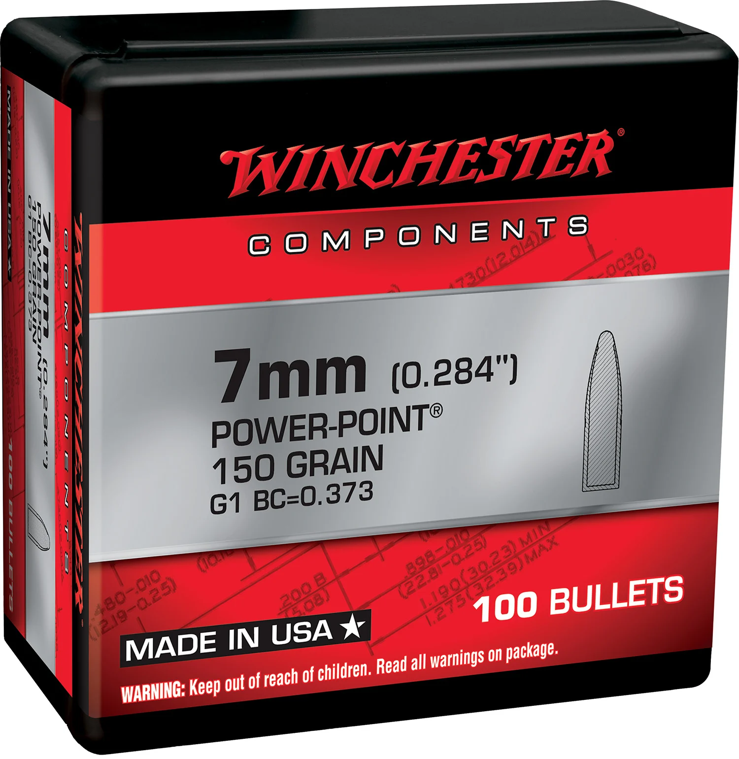 Winchester Ammo WB7PP150X Centerfire Rifle7mm 150gr Power Point 100 Per Box/10 Case