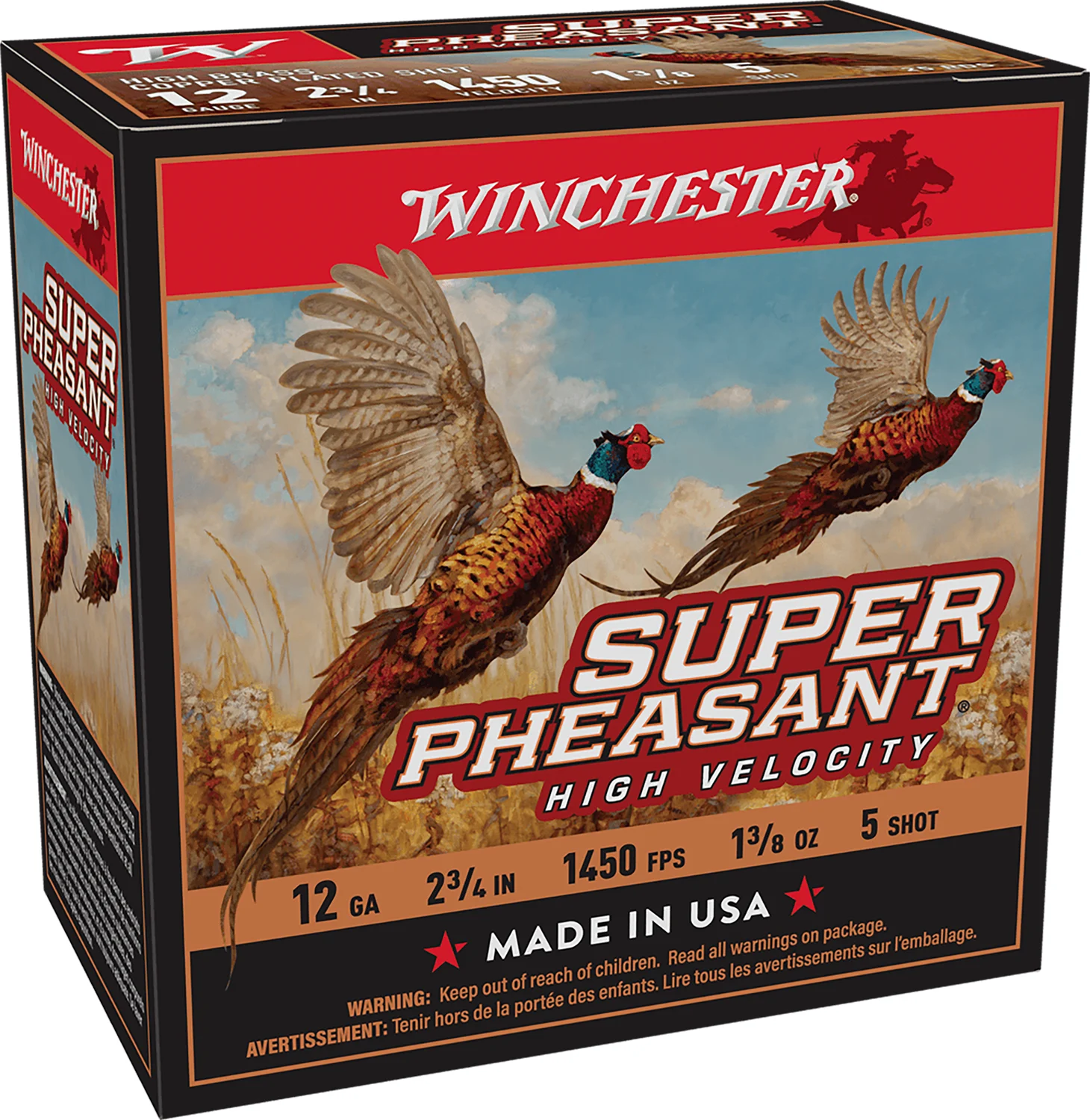 Winchester Ammo X12PHV5 Super Pheasant High Velocity High Brass 12 Gauge 2.75″ 1 3/8 oz 5 Shot 25 Bx/ 10 Case