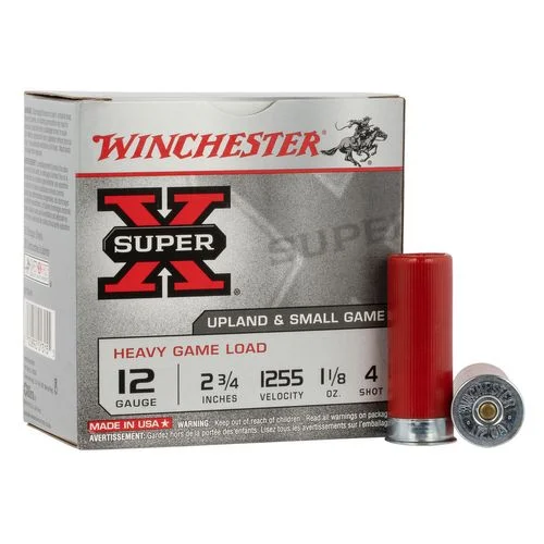 Winchester Ammo XU12H4 Super X Heavy Game Load 12 Gauge 2.75″ 1 1/8 oz 4 Shot 25 Per Box/ 10 Case