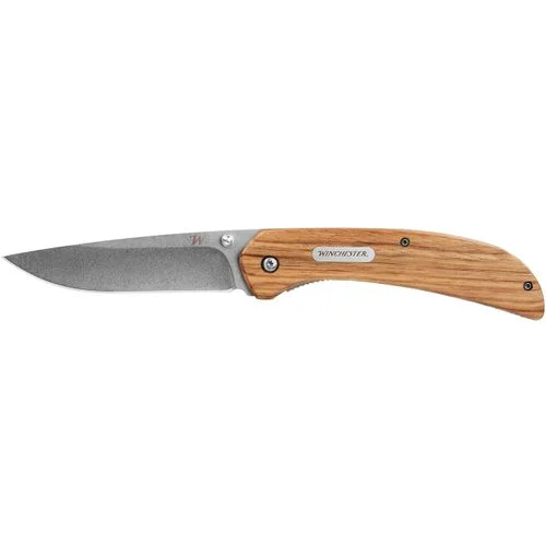 Winchester Heel Spur Clip Folding Knife Wooden Handle