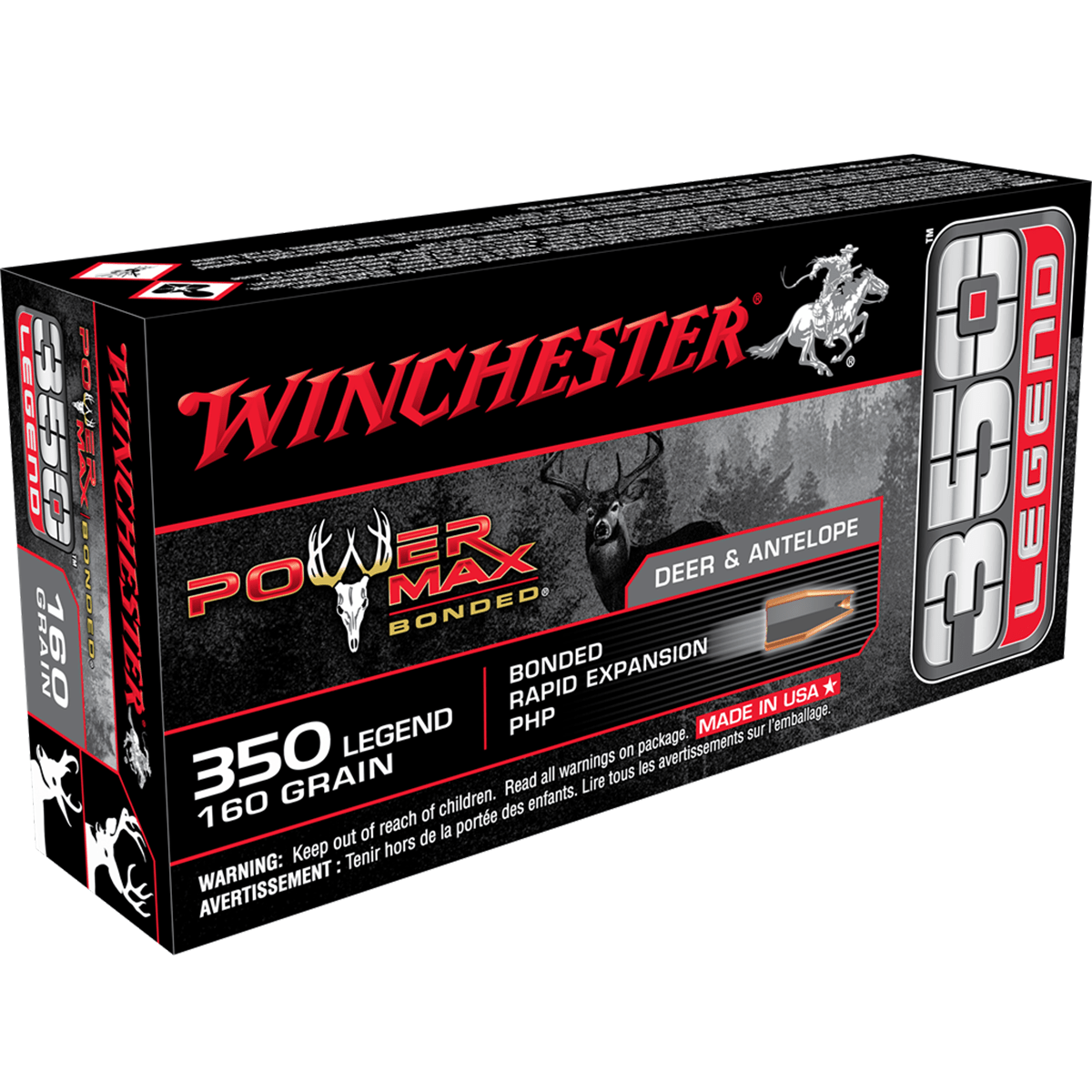 Winchester Power Max Bonded 350 Legend 160 gr Protected Hollow Point Hunting Ammo