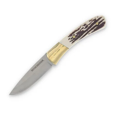 Winchester Stag Fixed Blade Hunting Knife 3in Satin Drop Point B6220070W