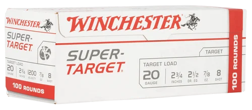 Winchester Super Target 20 Ga, 2.75", 7/8oz, 8 Shot, 100rd Box