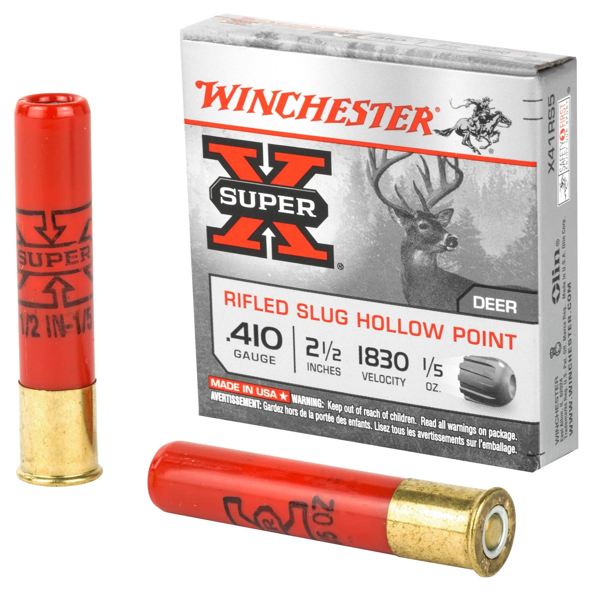 Winchester Super X Hollow Point Rifled Slug .410 Bore 2.5 in / 2.5 in Slug 1/5 oz