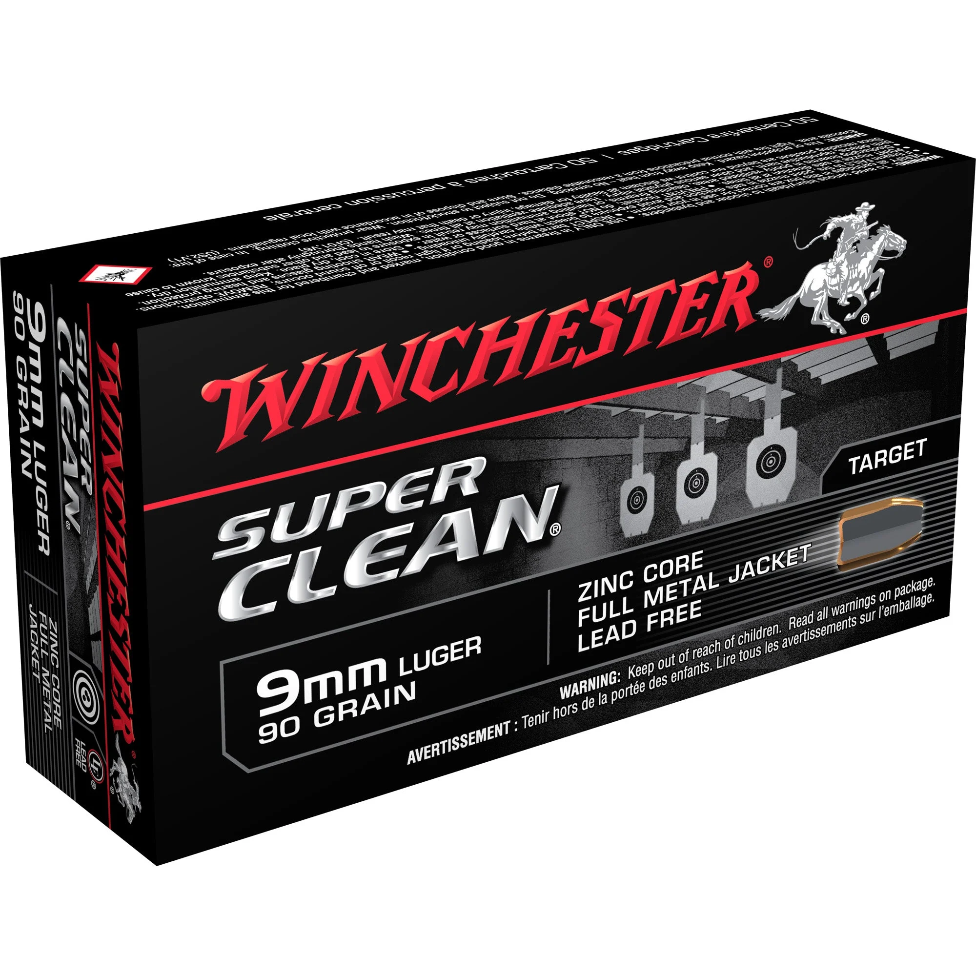 Winchester W9MMLF Super Clean Lead Free Full Metal Jacket90 Grain 9mm Luger/Parabellum