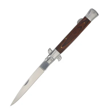 Wood Lockback Stiletto Folding knife 210661