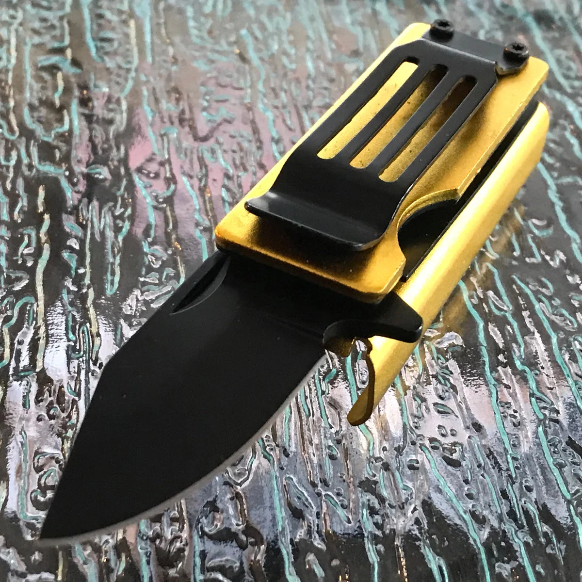 Yellow Cigarette Lighter Holder Pocket Knife