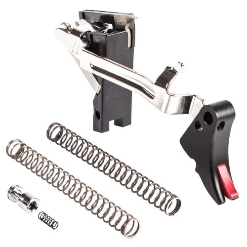 ZEV FULADJDRP9BR Fulcrum Adjustable Trigger Drop-In Kit with Red Safety Compatible with Glock 7, 17C, 17L, 19, 19C, 26, 34 Gen 1-3 Curved