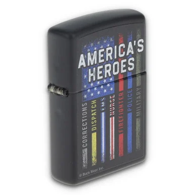 Zippo Buck Wear American Heroes Black Matte Lighter ZP48634