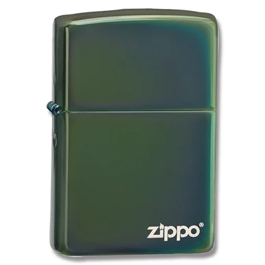 Zippo Classic High Polish Green Logo Lighter ZP28129ZL