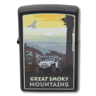 Zippo Lighter Great Smoky Mountains Jeep Black Matte ZP75558
