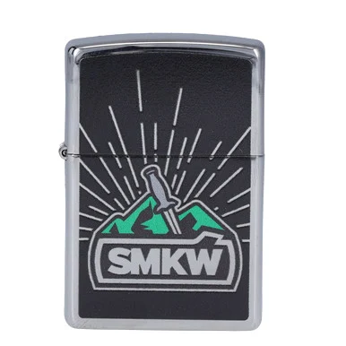 Zippo Satin Chrome SMKW Burst Logo Lighter ZP415726